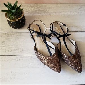 Boden Gold Sparkle Flats